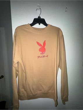 PacSun Tan Crewneck Sweatshirt with Red Bunny Graphic